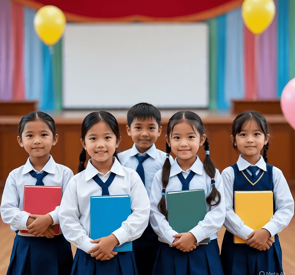 Children in school uniforms